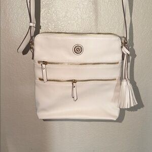 Anne Klein Cream Crossbody Bag with Gold Accents